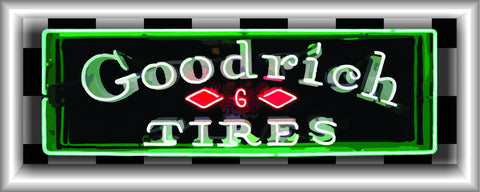GOODRICH TIRES Neon Effect Sign Printed Banner HORIZONTAL 5' x 2'