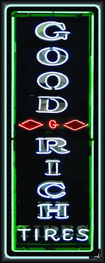 GOODRICH TIRES Neon Effect Sign Printed Banner VERTICAL 2' x 5'