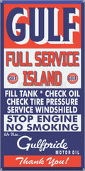 GULF GAS FULL SERVICE ISLAND GAS STATION SERVICE GASOLINE OLD SIGN REMAKE ALUMINUM CLAD SIGN VARIOUS SIZES