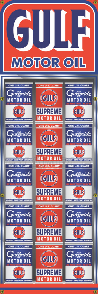 GULF OIL CAN RACK DISPLAY GAS STATION PRINTED BANNER SIGN MURAL ART 20" x 60"