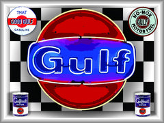 GULF GASOLINE Neon Effect Sign Printed Banner 4' x 3'