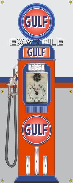 GULF GAS PUMP VERSIONS Sign Printed Banner VERTICAL 2' x 5' or 2' x 6'