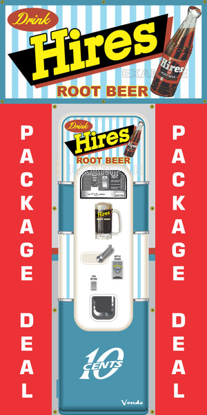 HIRES ROOT BEER SODA POP OLD VINTAGE VENDO VENDING MACHINE STYLE BANNER 2' X 6' AND/OR 2' X 4' SIGN REMAKE ART MURAL