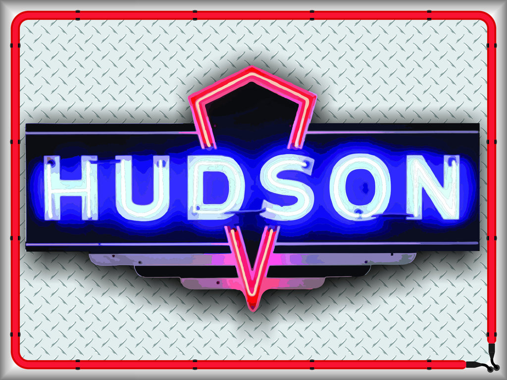 HUDSON DEALER Neon Effect Sign Printed Banner 4' x 3'