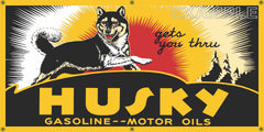HUSKY GASOLINE MOTOR OIL GAS STATION VINTAGE OLD SCHOOL SIGN REMAKE BANNER SIGN ART MURAL 2' X 4'/3' X 6'