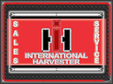INTERNATIONAL HARVESTER SALES SERVICE DEALER LOGO Neon Effect Sign Printed Banner 4' x 3'