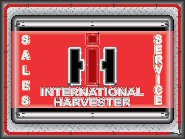 INTERNATIONAL HARVESTER SALES SERVICE DEALER LOGO Neon Effect Sign Printed Banner 4' x 3'