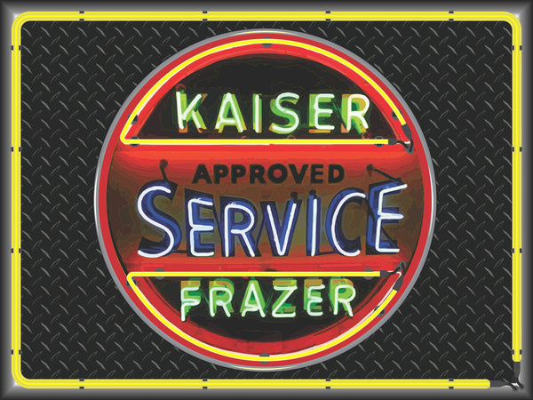 KAISER FRAZER ROUND Neon Effect Sign Printed Banner 4' x 3'