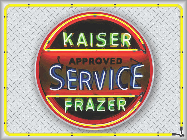 KAISER FRAZER ROUND Neon Effect Sign Printed Banner 4' x 3'