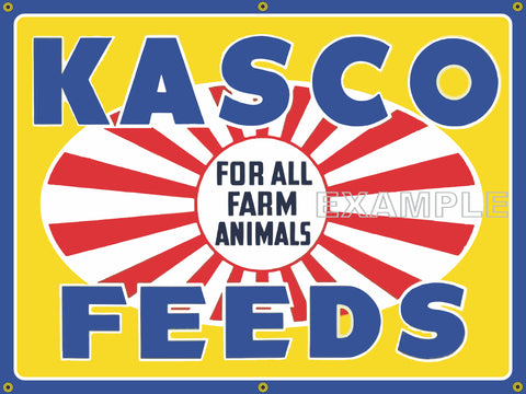 KASCO FEEDS FARM SUPPLY FEED STORE OLD SCHOOL SIGN REMAKE BANNER ART MURAL 4' X 3'
