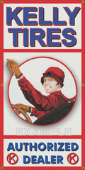 KELLY TIRES LADY DRIVER GAS STATION VINTAGE OLD SCHOOL SIGN REMAKE BANNER SIGN ART MURAL 2' X 4'/3' X 6'