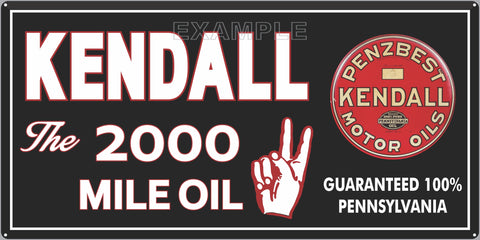 KENDALL MOTOR OILS GAS STATION SERVICE GASOLINE OLD SIGN REMAKE ALUMINUM CLAD SIGN VARIOUS SIZES