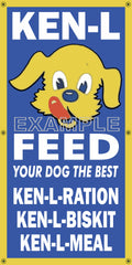KEN L DOG FOOD GENERAL FEED STORE VINTAGE OLD SCHOOL SIGN REMAKE BANNER SIGN ART MURAL 2' X 4'/3' X 6'