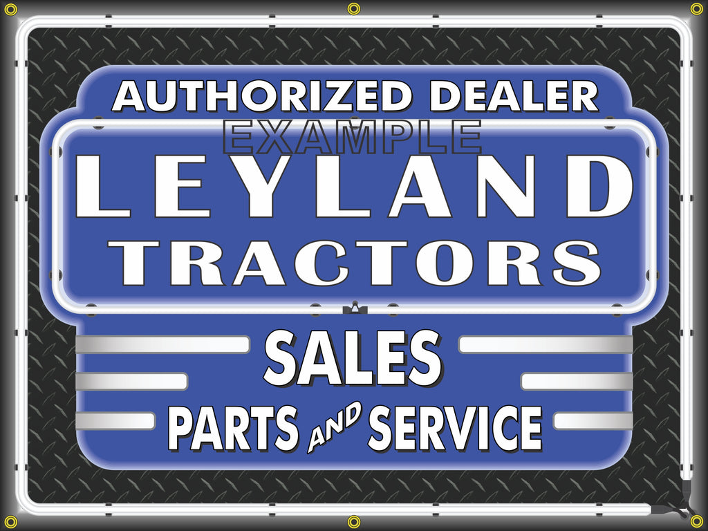 LEYLAND TRACTORS DEALER STYLE SIGN SALES SERVICE PARTS TRACTOR REPAIR SHOP REMAKE BANNER 3' X 4'
