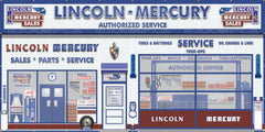 LINCOLN MERCURY MOTORCRAFT FOMOCO DEALER SALES PARTS SERVICE DEALERSHIP RETRO SCENE WALL MURAL SIGN BANNER GARAGE ART VARIOUS SIZES