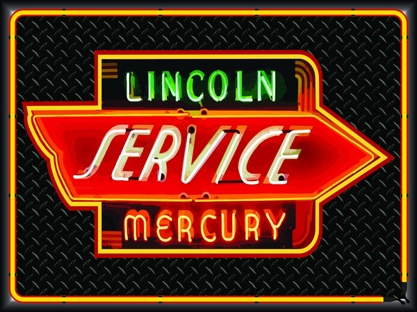 LINCOLN MERCURY SERVICE Neon Effect Sign Printed Banner 4' x 3'