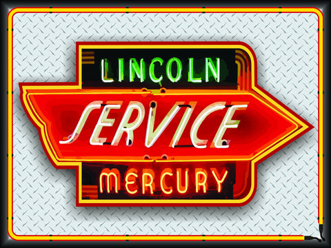 LINCOLN MERCURY SERVICE Neon Effect Sign Printed Banner 4' x 3'