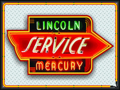 LINCOLN MERCURY SERVICE Neon Effect Sign Printed Banner 4' x 3'