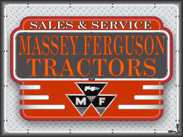 MASSEY FERGUSON TRACTORS SALES SERVICE DEALER STYLE Neon Effect Sign Printed Banner 4' x 3'
