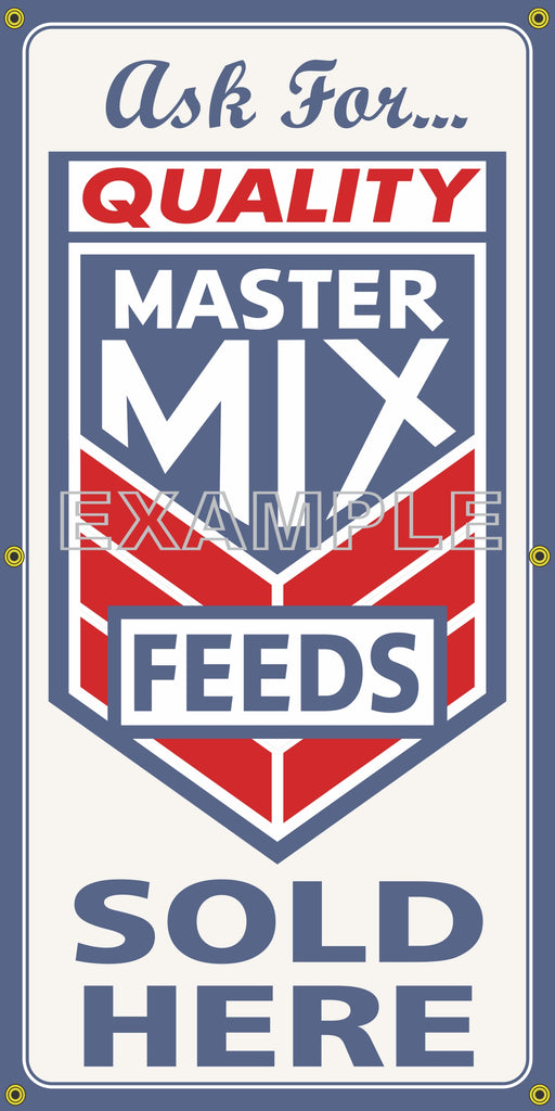 MASTER MIX FEEDS STORE VINTAGE OLD SCHOOL SIGN REMAKE BANNER SIGN ART MURAL 2' X 4'/3' X 6'