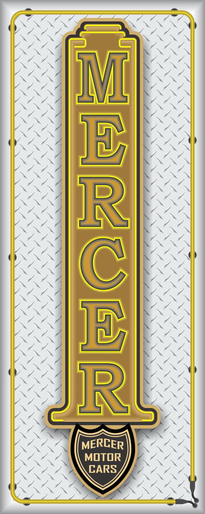 MERCER MOTOR CARS Neon Effect Sign Printed Banner VERTICAL 2' x 5'
