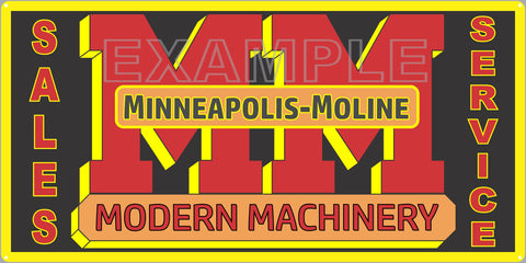 MINNEAPOLIS MOLINE MODERN MACHINERY TRACTORS FARM DEALER OLD SIGN REMAKE ALUMINUM CLAD SIGN VARIOUS SIZES
