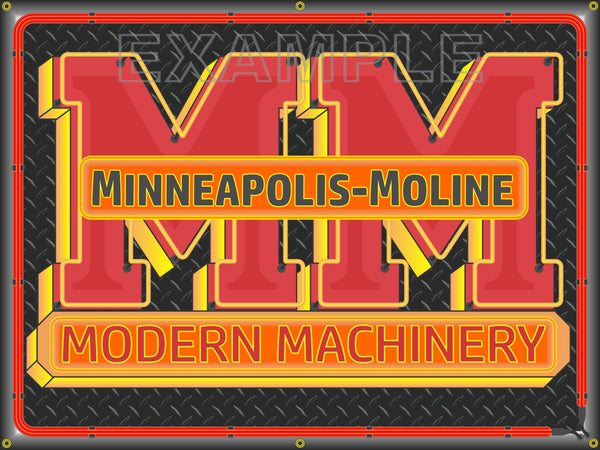 MINNEAPOLIS MOLINE MODERN MACHINERY Neon Effect Sign Printed Banner 4' x 3'