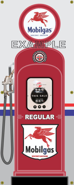 MOBILGAS MOBIL PEGASUS GAS PUMP INDIVIDUAL OR SET PRINTED BANNER SHOP ART MURAL 2' X 5'
