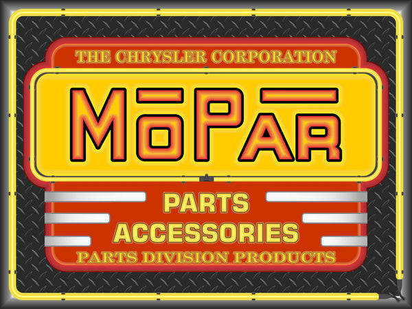 MOPAR PARTS ACCESSORIES MARQUEE Neon Effect Sign Printed Banner 4' x 3'