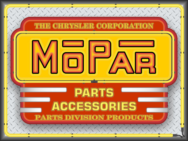 MOPAR PARTS ACCESSORIES MARQUEE Neon Effect Sign Printed Banner 4' x 3'