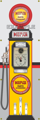 MOPAR CHRYSLER PARTS GASOLINE OLD CLOCK FACE GAS PUMP Sign Printed Banner VERTICAL 2' x 6'