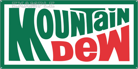 MOUNTAIN DEW 70'S LOGO SODA POP GENERAL STORE RESTAURANT DINER OLD SIGN REMAKE ALUMINUM CLAD SIGN VARIOUS SIZES