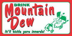 MOUNTAIN DEW VINTAGE LOGO SODA POP GENERAL STORE RESTAURANT DINER OLD SIGN REMAKE ALUMINUM CLAD SIGN VARIOUS SIZES