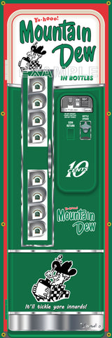 MOUNTAIN DEW SODA POP OLD VINTAGE VENDO VENDING MACHINE STYLE BANNER 2' X 6' SIGN ART MURAL TWO STYLES