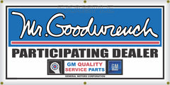 MR GOODWRENCH PARTICIPATING DEALER GM AUTO REPAIR VINTAGE OLD SCHOOL SIGN REMAKE BANNER SIGN ART MURAL 2' X 4'/3' X 6'