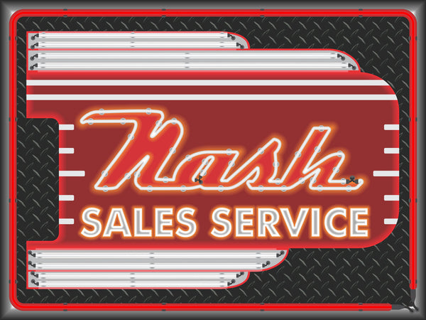 NASH CAR SALES DEALER OLD REMAKE MARQUEE Neon Effect Sign Printed Banner 4' x 3'