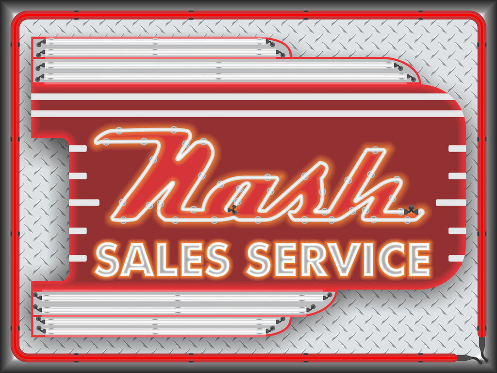 NASH CAR SALES DEALER OLD REMAKE MARQUEE Neon Effect Sign Printed Banner 4' x 3'
