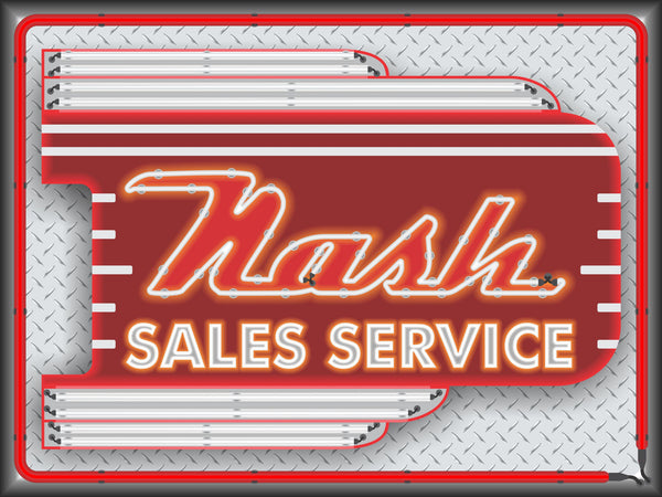 NASH CAR SALES DEALER OLD REMAKE MARQUEE Neon Effect Sign Printed Banner 4' x 3'