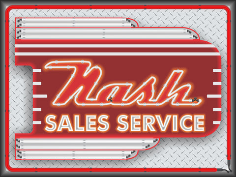 NASH CAR SALES DEALER OLD REMAKE MARQUEE Neon Effect Sign Printed Banner 4' x 3'