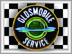 OLDSMOBILE SERVICE Neon Effect Sign Printed Banner 4' x 3'