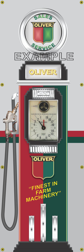 OLIVER FARM TRACTOR DIESEL GASOLINE OLD CLOCK FACE GAS PUMP Sign Printed Banner VERTICAL 2' x 6'