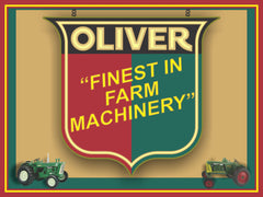 OLIVER TRACTORS SALES SERVICE VINTAGE STYLE SHADOWBOX Effect Sign Printed Banner 4' x 3'