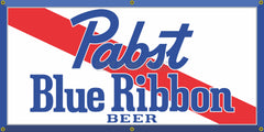 PABST BLUE RIBBON BEER LABEL PBR OLD SCHOOL PUB BAR SIGN REMAKE BANNER SIGN ART MURAL 2' X 4'/3' X 6'
