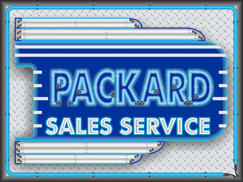 PACKARD CAR SALES SERVICE DEALER OLD REMAKE MARQUEE Neon Effect Sign Printed Banner 4' x 3'