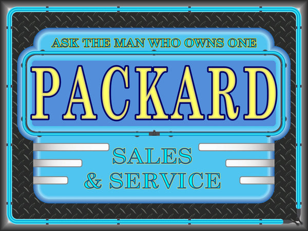 PACKARD SALES AND SERVICE MARQUEE Neon Effect Sign Printed Banner 4' x 3'