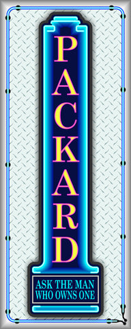 PACKARD MOTOR CARS Neon Effect Sign Printed Banner VERTICAL 2' x 5'
