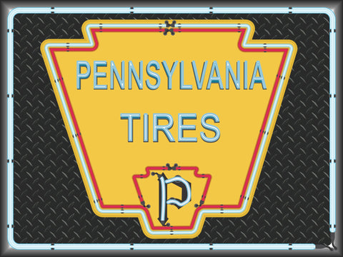PENNSYLVANIA TIRES MARQUEE Neon Effect Sign Printed Banner 4' x 3'
