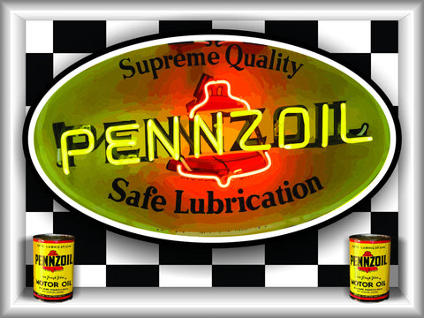 PENNZOIL Neon Effect Sign Printed Banner 4' x 3'