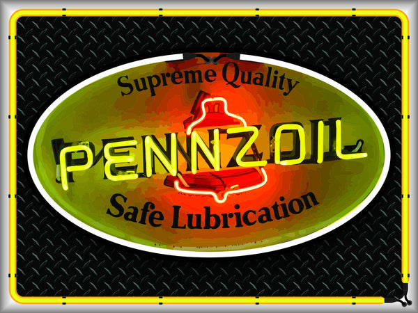 PENNZOIL Neon Effect Sign Printed Banner 4' x 3'
