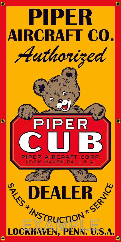 PIPER CUB AIRCRAFT AIRPLANE AUTHORIZED DEALER VINTAGE OLD SCHOOL SIGN REMAKE BANNER SIGN ART MURAL VARIOUS SIZES